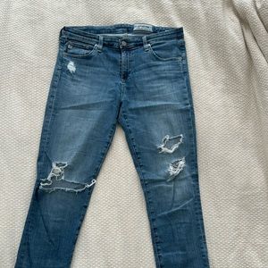 AG ankle stretch jeans with distressing
